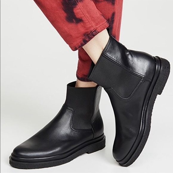 Vince Shoes - Vince Litton Black Leather Combat Chelsea waterproof Boots 9.5